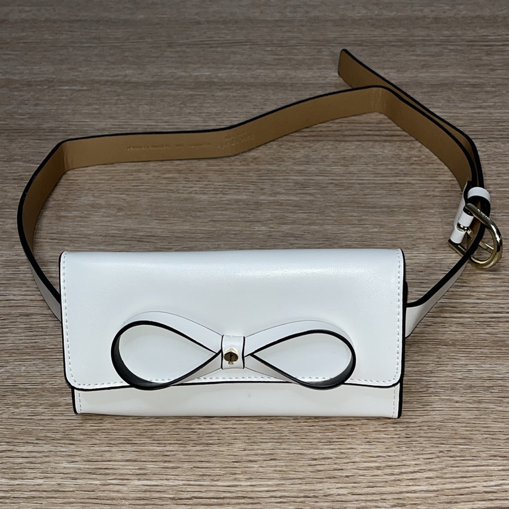 Kate Spade New York Belt Bag Phone Holder Bag Off-White Ivory Bow Coquette